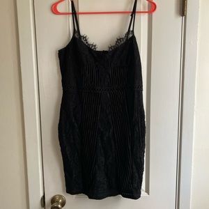 Pretty Little Thing black lace velvet insert dress